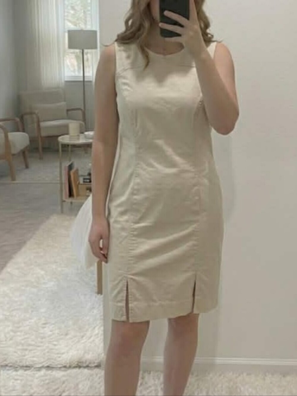 Fjäll Fjällräven Y2K Dress 2 Beige Cream Sleeveless Cotton Bust Darts Slits